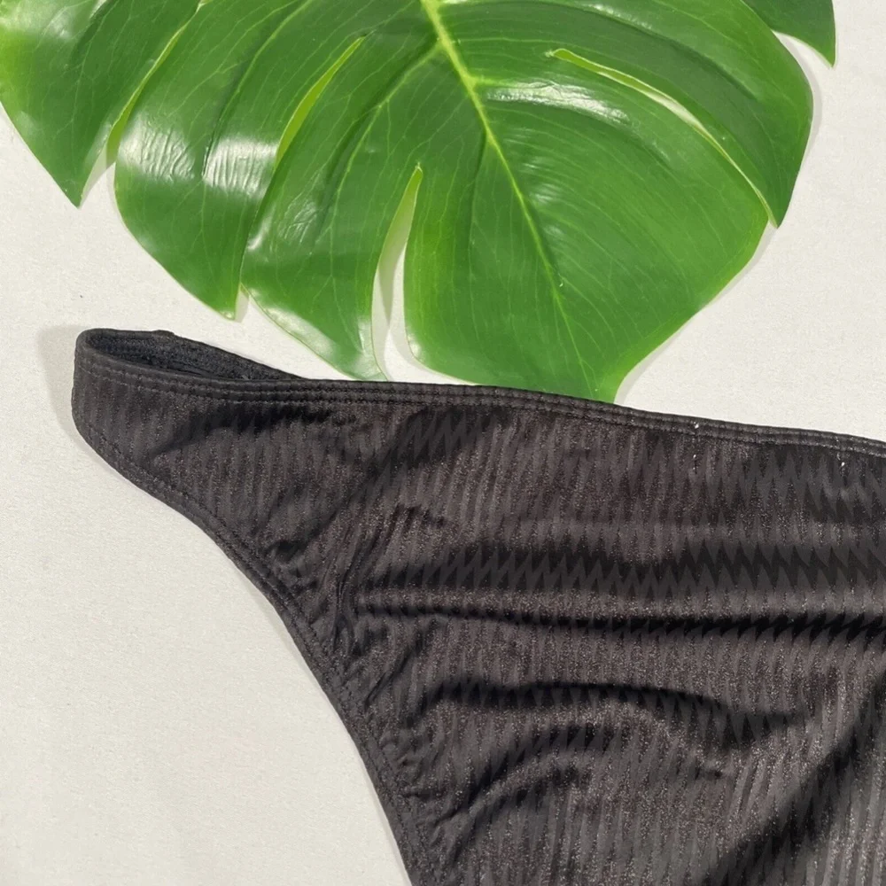 NEW Onia‎ [ Large ] Ashley Metallic Zigzag Bikini Bottom in Black